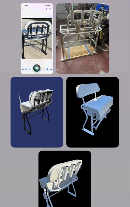 Cattle chute and livestock handling equipment in various stages of assembly and design